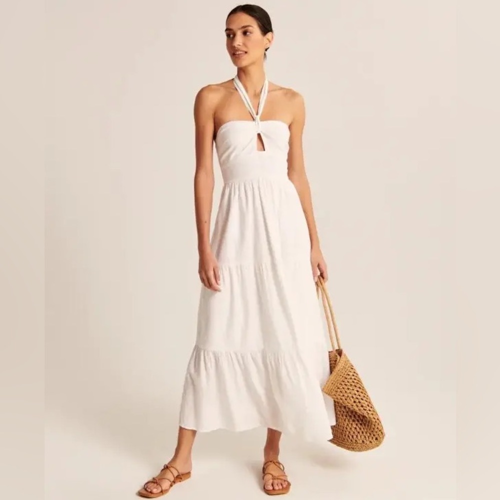 Abercrombie knotted halter maxi dress